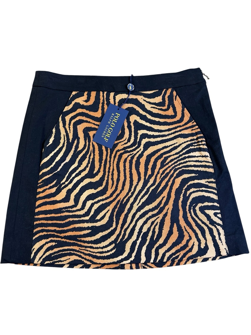 POLO GOLF Ralph Lauren NWT Tiger Print Golf Skort Black Camel Sz 0 NEW Stretch